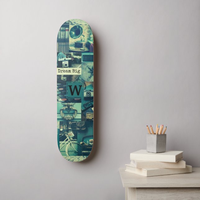 Skateboard Retro Mood Board Vintage Tech Collage Monogramme (Art mural)
