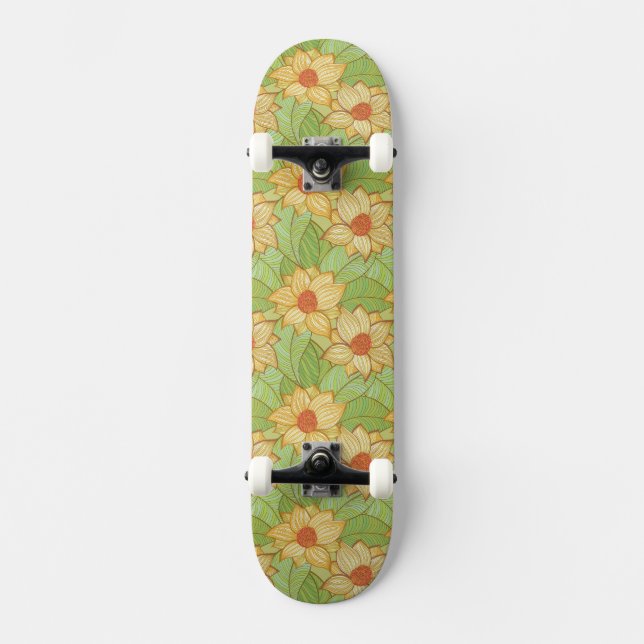 Skateboard Rétro motif de magnolia (Recto)