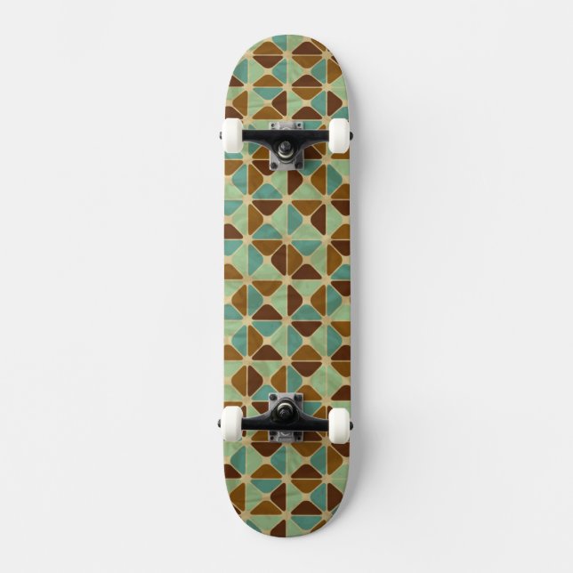 Skateboard Rétro motif géométrique (Recto)