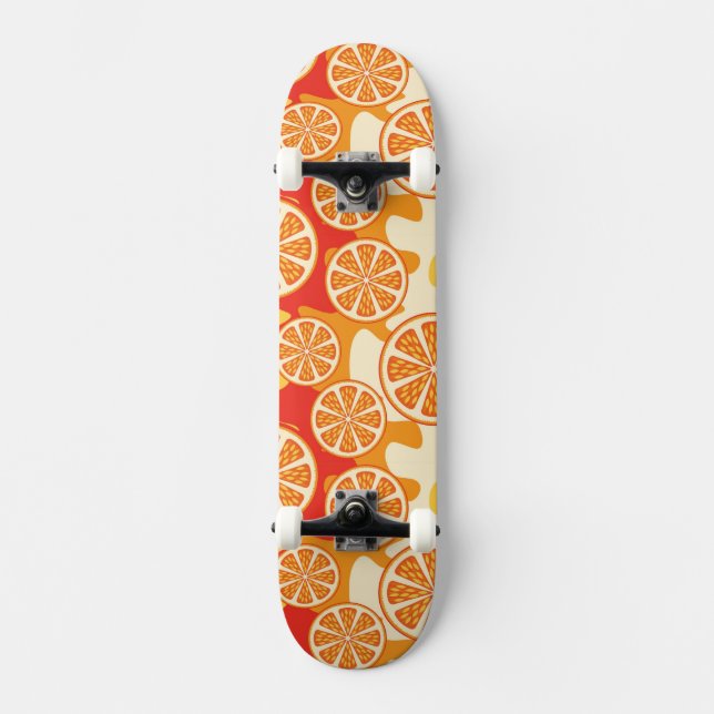 Skateboard Rétro motif orange d'agrume (Recto)