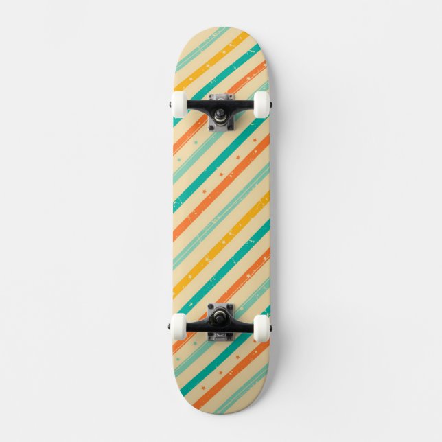 Skateboard Rétro motif rayé grunge (Recto)