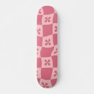 Skateboard Retro rose À damiers motif floral