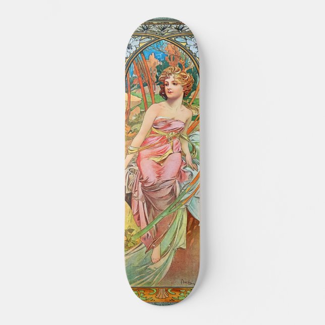 Skateboard Réveil matinal par Alphonse Mucha (Recto)