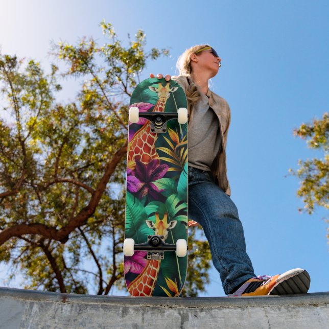 Skateboard Rêves de girafe de jungle motif de surface transpa (Extérieur 1)