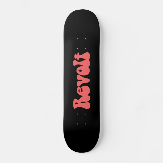 Skateboard Révolte - rose tropicale sur noir (Recto)