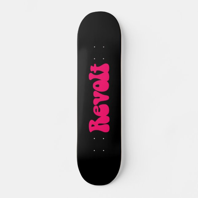 Skateboard Révolution - Rouge néon sur noir (Recto)