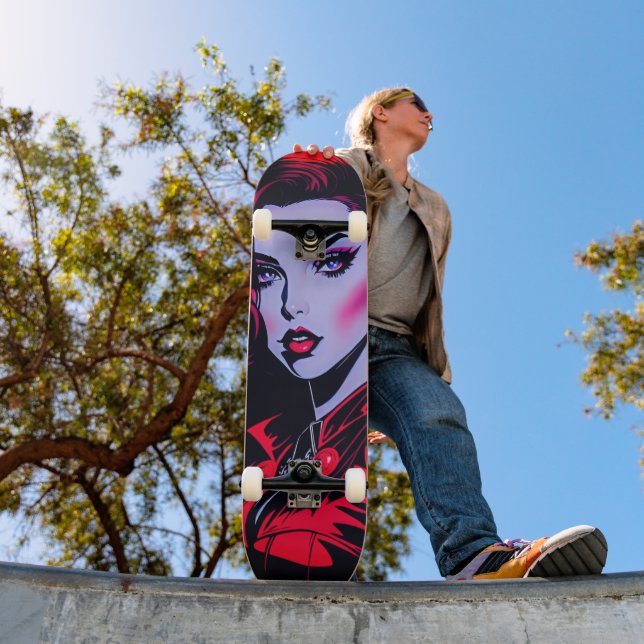 Skateboard Ride the Artistic Vibe : Cute Pop Art Girl (Extérieur 1)