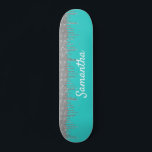 Skateboard Robin's Oeuf Blue Silver Parties scintillant Drive<br><div class="desc">Cette conception peut être personnalisée en choisissant l'option personnaliser pour ajouter du texte ou apporter d'autres modifications. Si ce produit a la possibilité de transférer la conception à un autre article, s'il vous plaît assurez-vous d'ajuster la conception pour s'adapter si nécessaire. Contactez-moi à colorflowcreations@gmail.com si vous souhaitez avoir cette conception...</div>