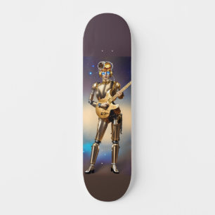 Skateboard Robot de Steampunk fille avec guitare