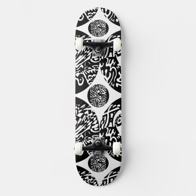 Skateboard "Robot Dreams" B&W Art Abstrait (Recto)