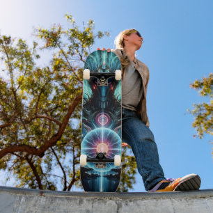 Skateboard Robot Futuriste Noyau Cosmique Cyberpunk