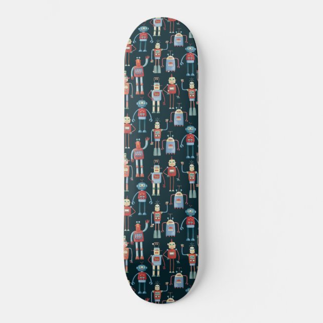 Skateboard Robots style rétro des années 1950 (Recto)