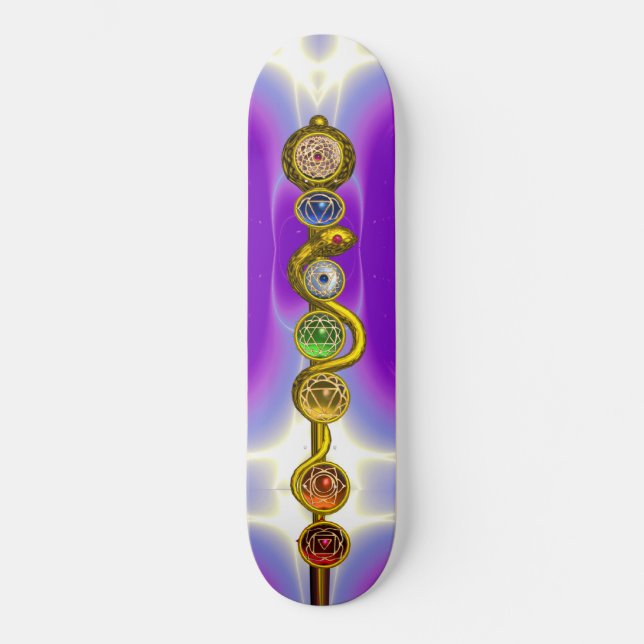 SKATEBOARD RODE D'ASCLEPIUS AVEC 7 CHAKRAS, ÉNERGIE SPIRITUEL (Recto)