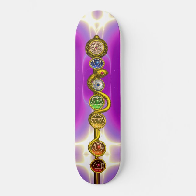 SKATEBOARD RODE D'ASCLEPIUS AVEC 7 CHAKRAS, ÉNERGIE SPIRITUEL (Recto)