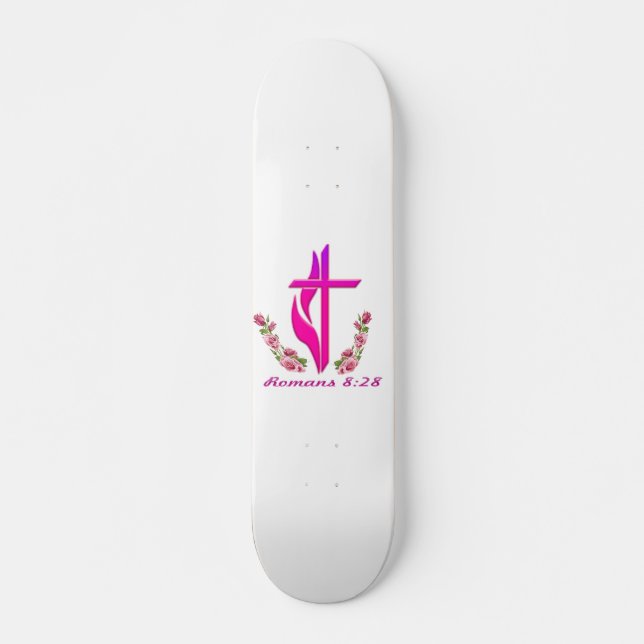 Skateboard Romains 8:28 produits chrétiens (Devant)