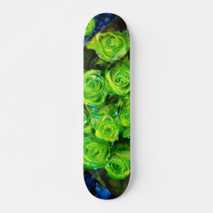 Skateboard Romantic Love Green Parties scintillant Roses Skat