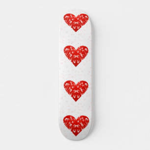 Skateboard Romantique Floral Valentine Coeur