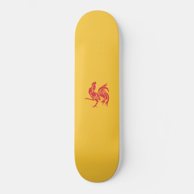 Skateboard Rooster rouge (Drapeau de Wallonie) (Recto)