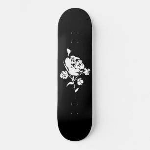 Skateboard Rose blanche en noir