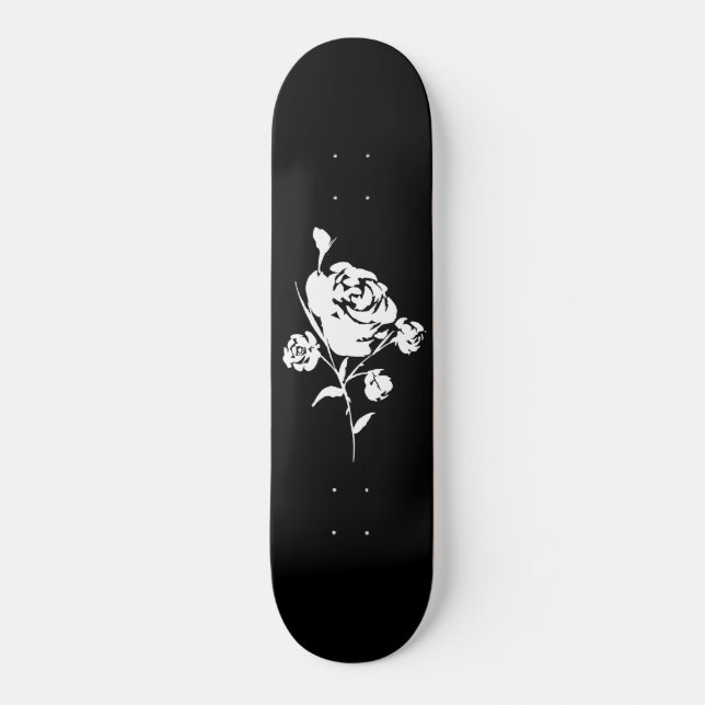 Skateboard Rose blanche en noir (Recto)