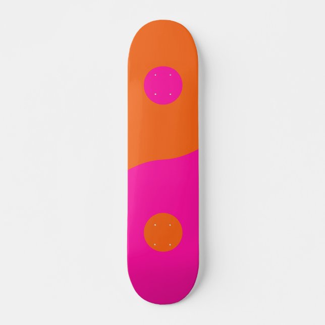 Skateboard Rose Chaud Et Orange Yin Yang (Devant)
