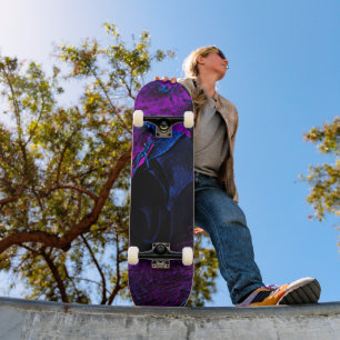 Skateboard Rose éffrayant en matière noire, araignées noires