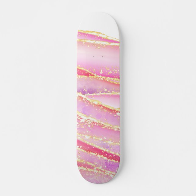 Skateboard Rose Elegant Agate Wavy Design (Devant)