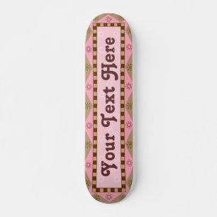 Skateboard Rose et brun d'art populaire - personnalisables