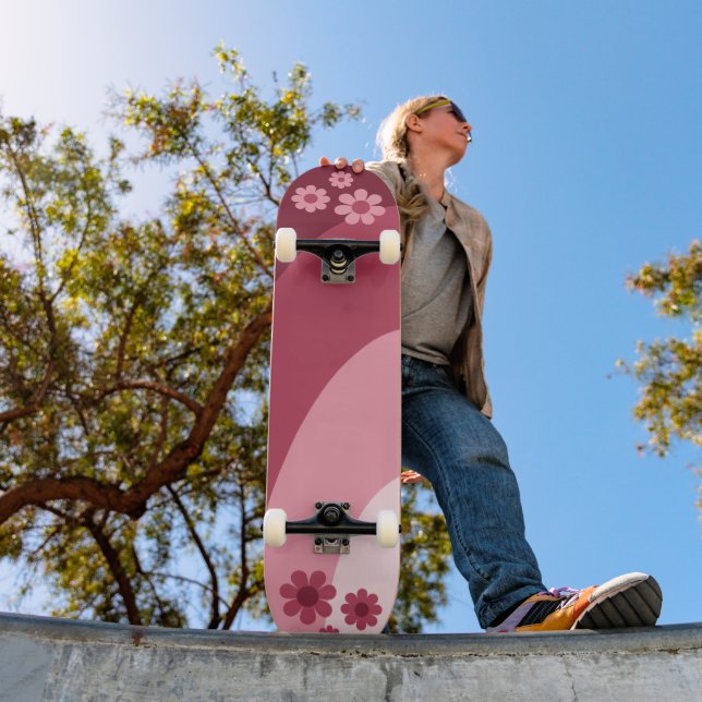 Skateboard Rose floral rétro (Extérieur 1)
