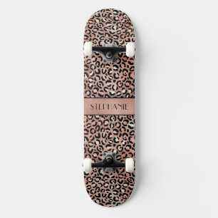 Skateboard Rose Gold élégant Impression de léopard Personnali