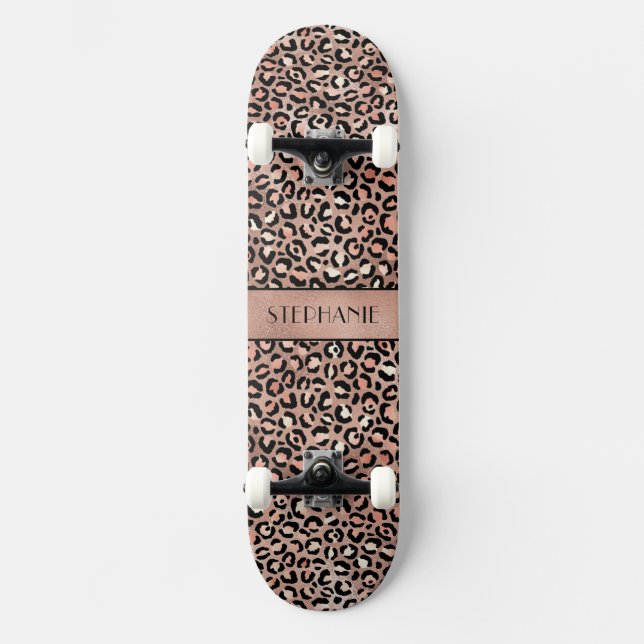 Skateboard Rose Gold élégant Impression de léopard Personnali (Recto)