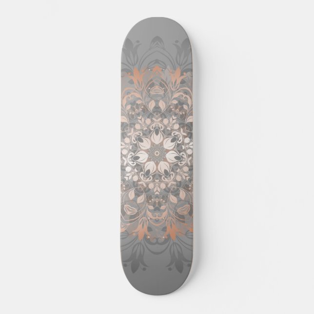 Skateboard Rose Gold Floral Mandala Girly (Recto)