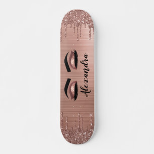 Skateboard Rose Gold Glitter Sparkle Eyelashes Monogram