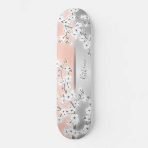 Skateboard Rose Gold Parties scintillant cerise fleurs Monogr