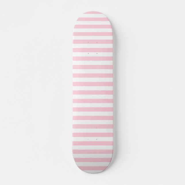 Skateboard Rose milléniale et rayures blanches (Devant)