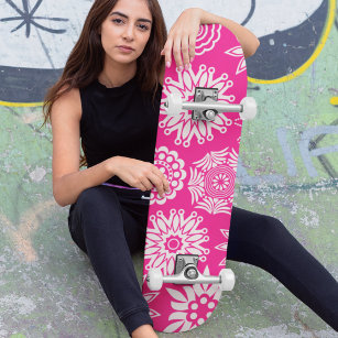 Skateboard Rose Moderne Fille Abstraite tendance Cool Floral