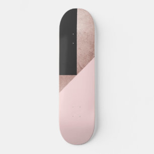 Skateboard Rose moderne Gold Noir Blush rose Géométrique