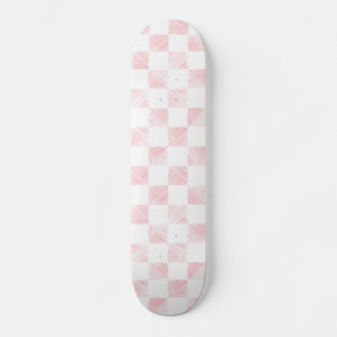 Skateboard Rose moderne Grèves d'or À damiers Motif blanc