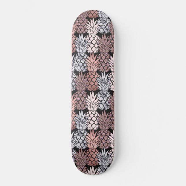 Skateboard Rose moderne Parties scintillant or rose Ananas Mo (Recto)