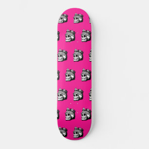 Skateboard rose Motif crâne et couronne