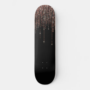 Skateboard Rose noir Gold Sparkly Parties scintillant Fringe