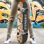 Skateboard Rose Or Noir Rétro Moderne Abstrait Marbre Tourbil<br><div class="desc">Faites sensation au skatepark avec notre skateboard à motif marbré abstrait rétro moderne rose, noir et or ! Ce design accrocheur présente des motifs tourbillonnants dans des tons rose, noir, or et crème, inspirés de l'art abstrait rétro et moderne. Parfait pour les skateurs qui aiment les designs uniques et artistiques,...</div>