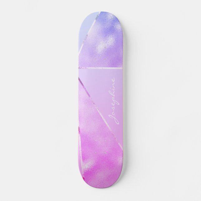 Skateboard Rose pailleté moderne personnalisé nom cool fémini (Recto)
