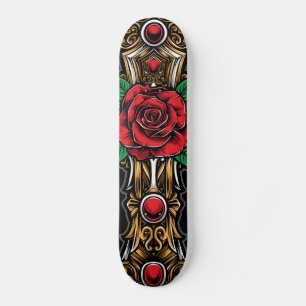 Skateboard Rose rouge et rubys