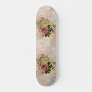 Skateboard Rose Steampunk Pink and Gold Sophisticated