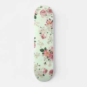 Skateboard Rose sur Vert Vintage Floral