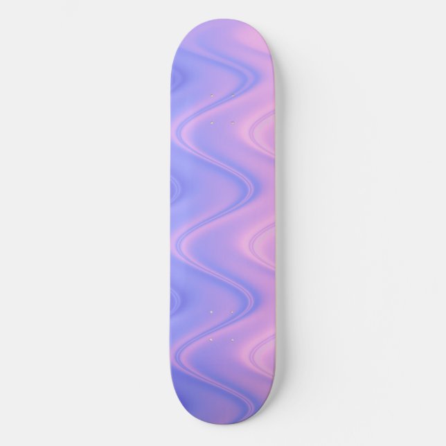 Skateboard Rose Violet Abstrait Ondulé (Recto)