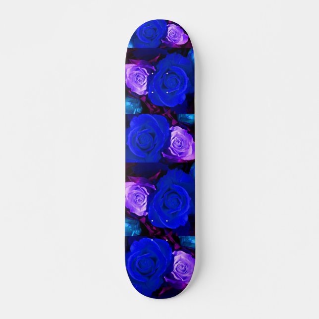 Skateboard Rose violet bleu - Personnalisable (Devant)