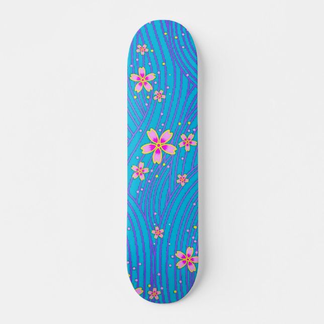 Skateboard rose violet et bleu (Devant)