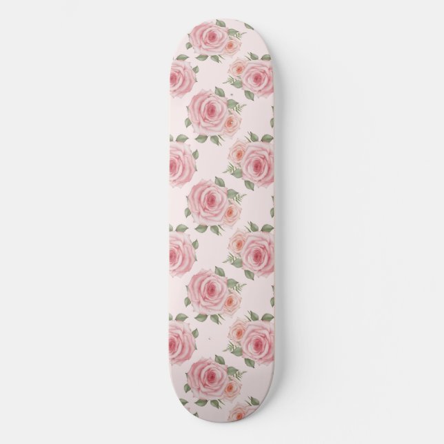 Skateboard Roseraie rose vintage cottage motif floral (Recto)